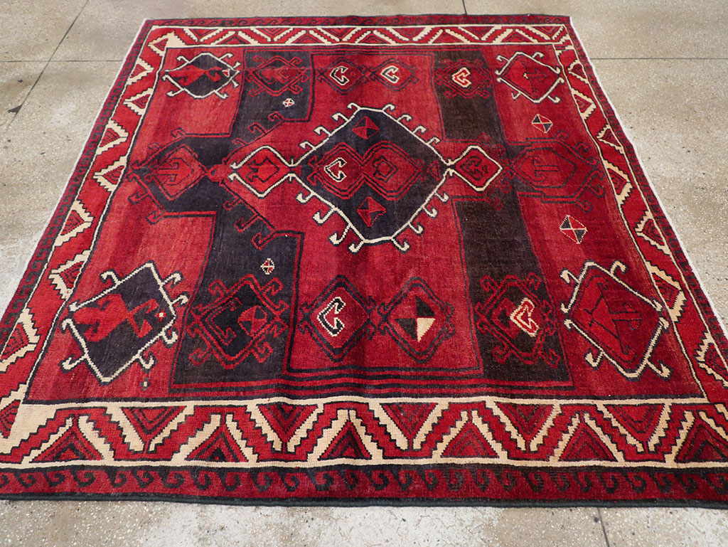 Vintage Persian Lori Square Accent Rug, No.31998 - Staging