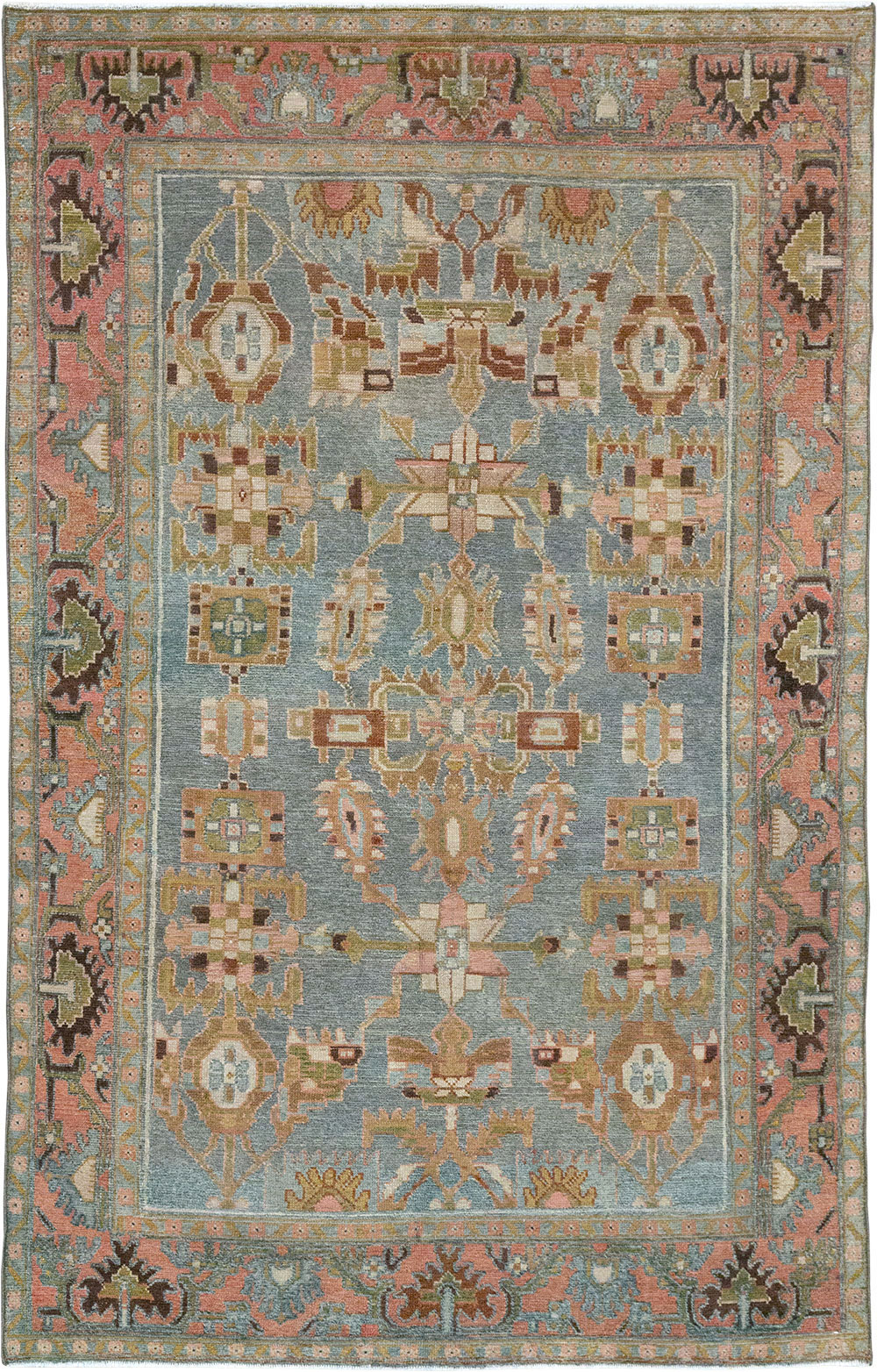 Vintage Persian Malayer Throw Rug, No.31999 - Staging