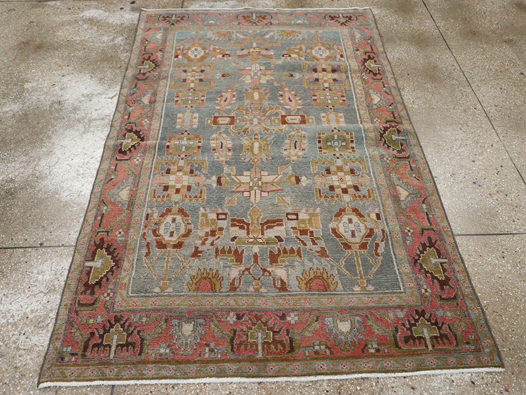 Vintage Persian Malayer Throw Rug, No.31999 - Staging