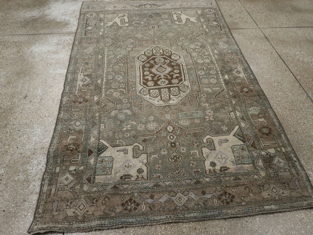 Antique Persian Kurdish Accent Rug, No.32001 - Staging