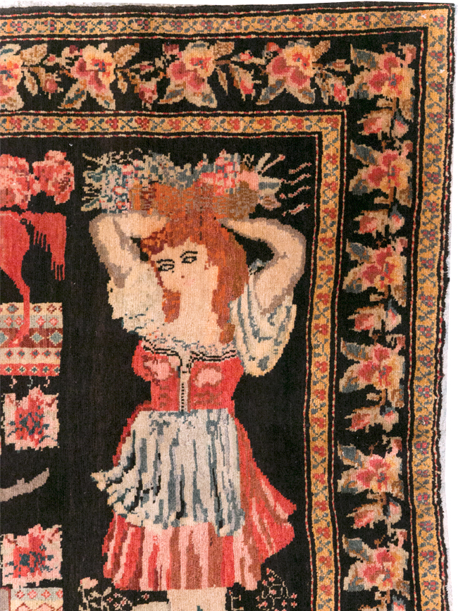 Vintage Pictorial Karabagh Rug, No.32009 - Staging