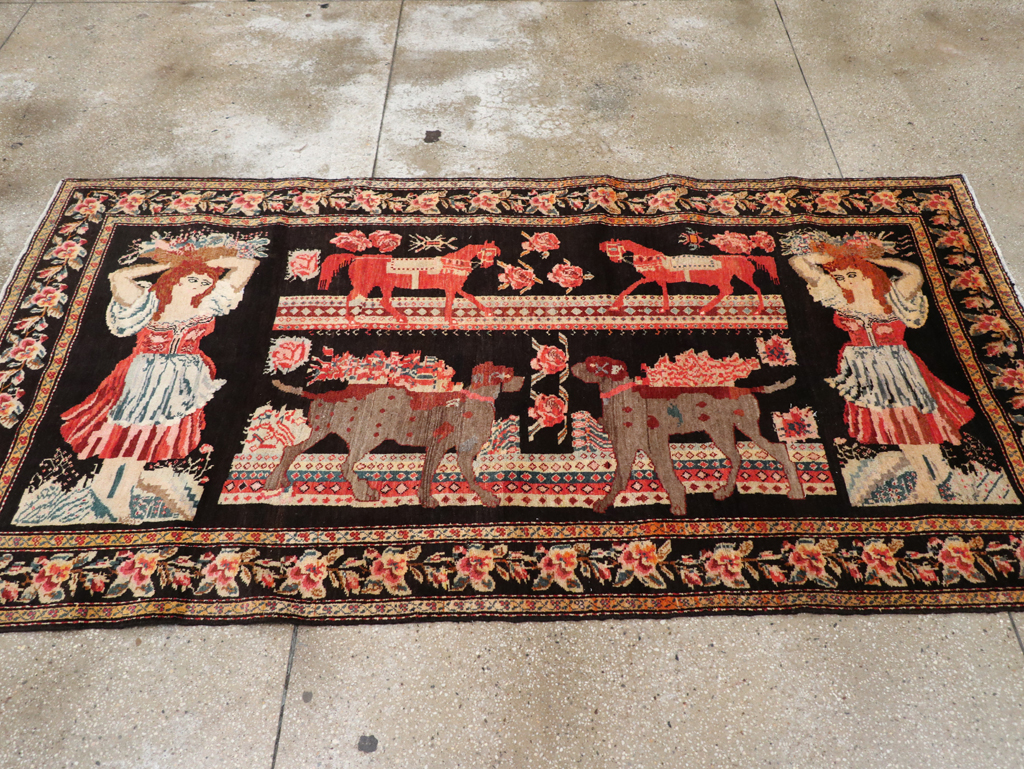 Vintage Pictorial Karabagh Rug, No.32009 - Staging