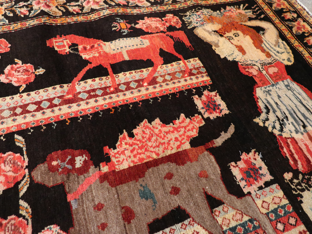 Vintage Pictorial Karabagh Rug, No.32009 - Staging
