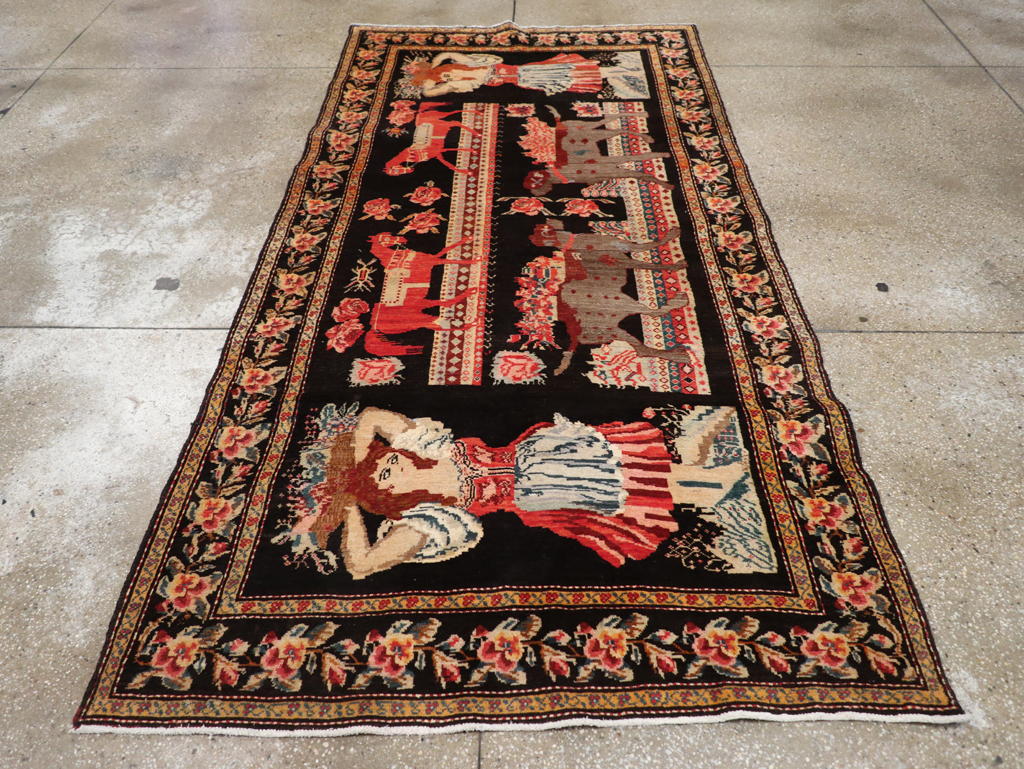 Vintage Pictorial Karabagh Rug, No.32009 - Staging