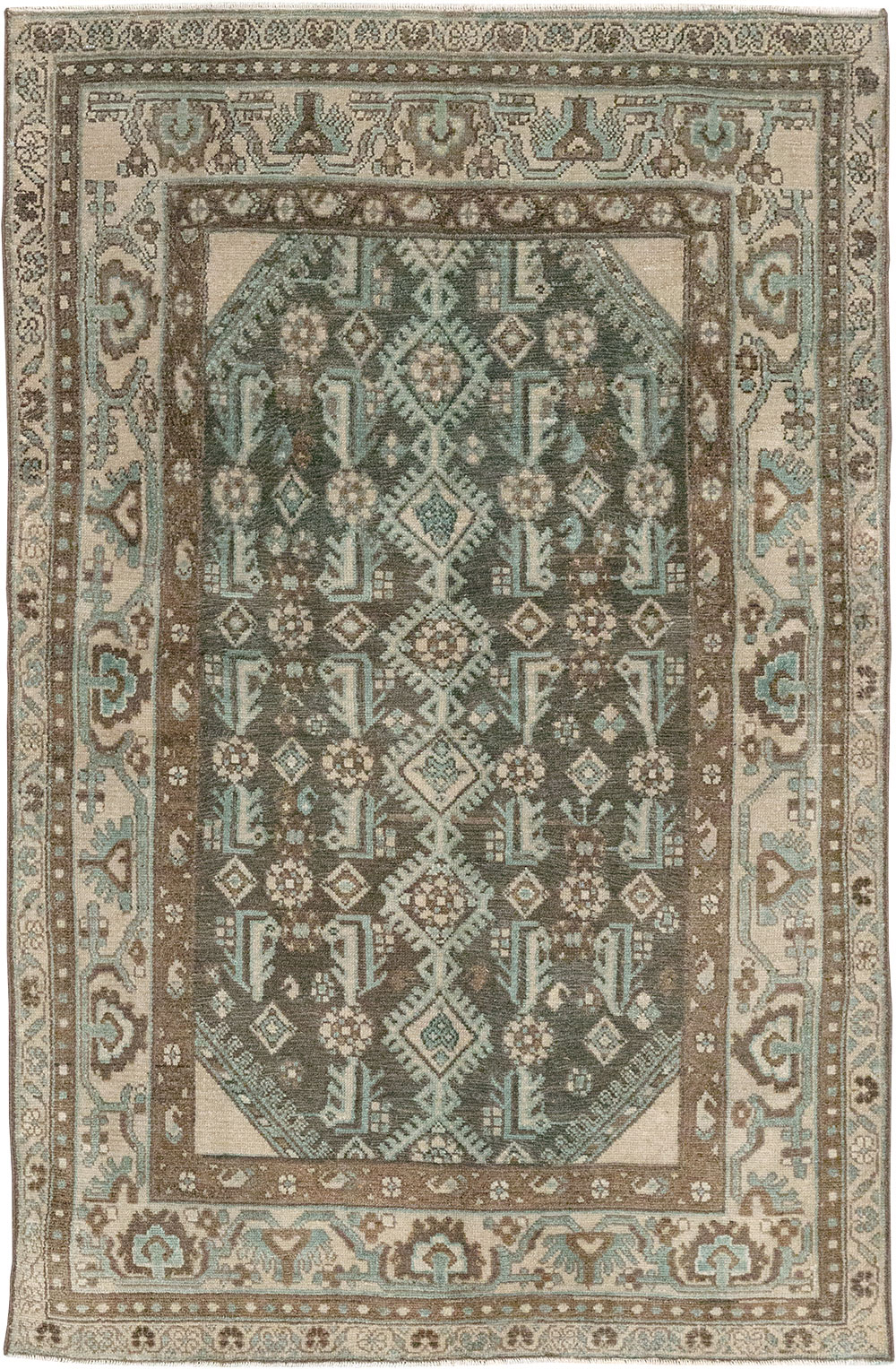Vintage Persian Malayer Throw Rug, No.32013 - Staging