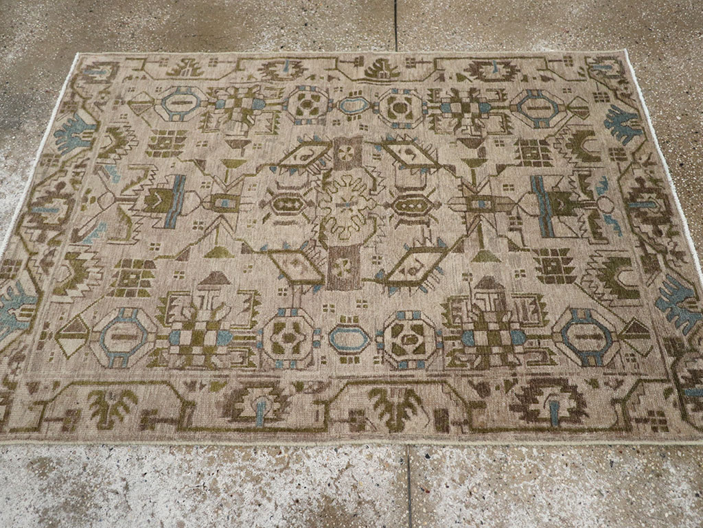 Vintage Persian Malayer Throw Rug (Pair: 1 of 2), No.32016 - Staging
