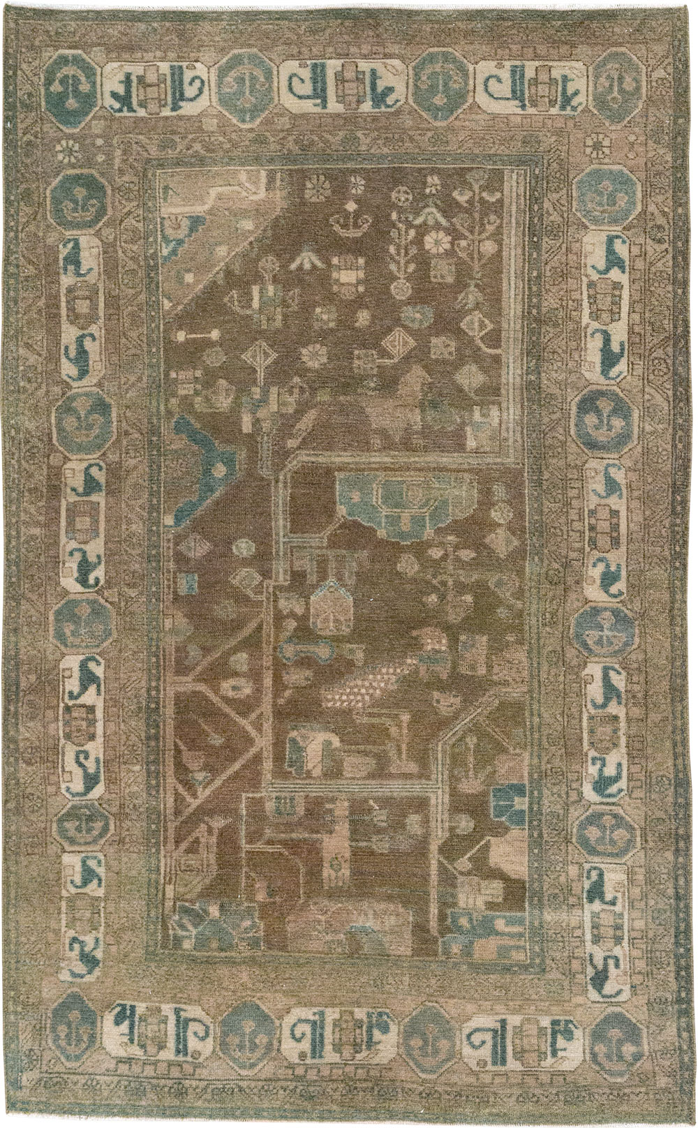 Vintage Persian Malayer Accent Rug, No.32019 - Staging