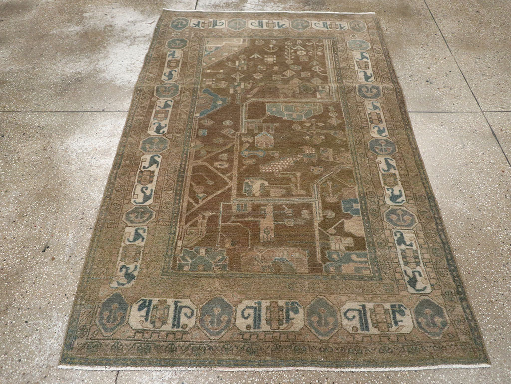 Vintage Persian Malayer Accent Rug, No.32019 - Staging