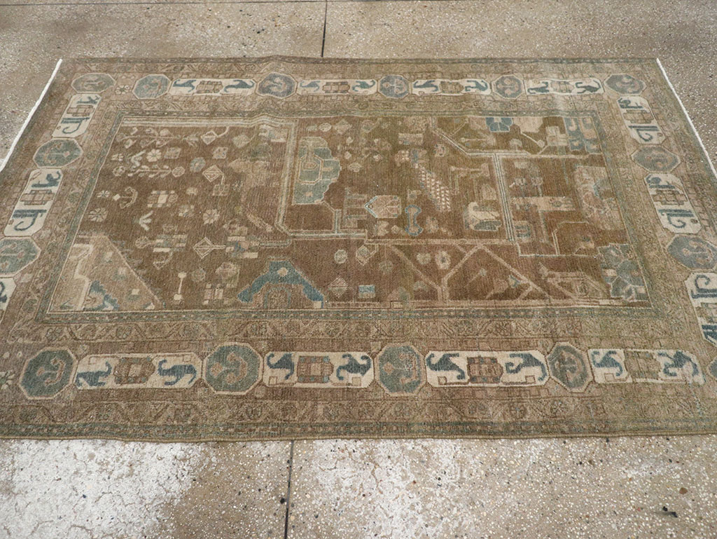 Vintage Persian Malayer Accent Rug, No.32019 - Staging
