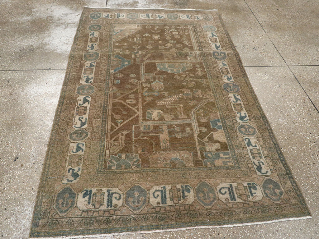 Vintage Persian Malayer Accent Rug, No.32019 - Staging