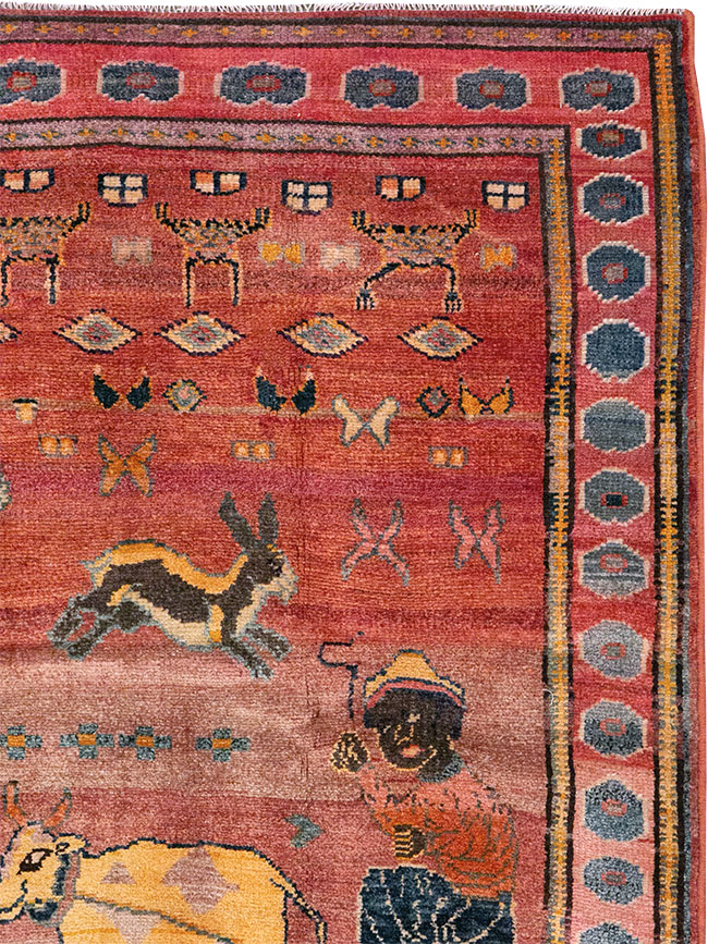 Vintage Persian Lori Pictorial Rug, No.32031 - Staging