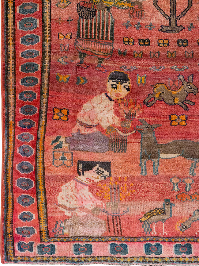 Vintage Persian Lori Pictorial Rug, No.32031 - Staging