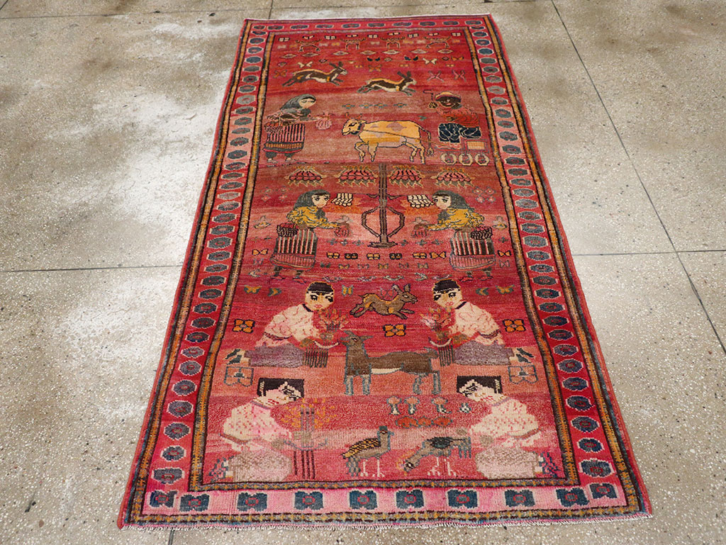 Vintage Persian Lori Pictorial Rug, No.32031 - Staging