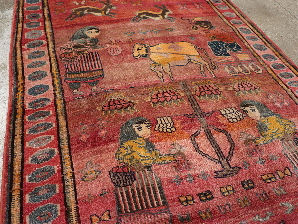 Vintage Persian Lori Pictorial Rug, No.32031 - Staging