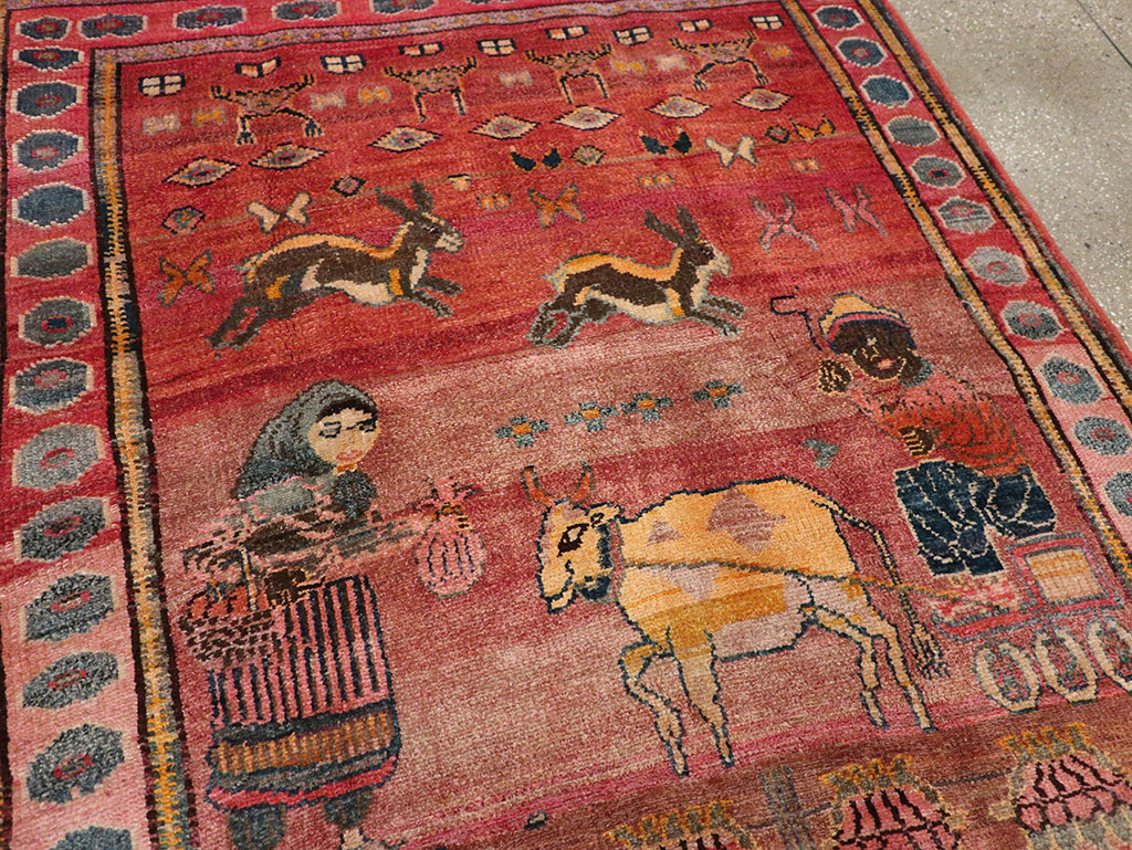 Vintage Persian Lori Pictorial Rug, No.32031 - Staging