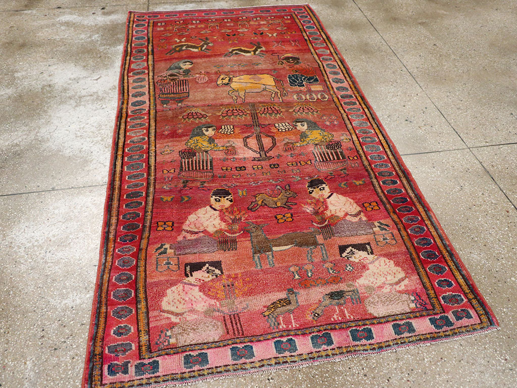 Vintage Persian Lori Pictorial Rug, No.32031 - Staging