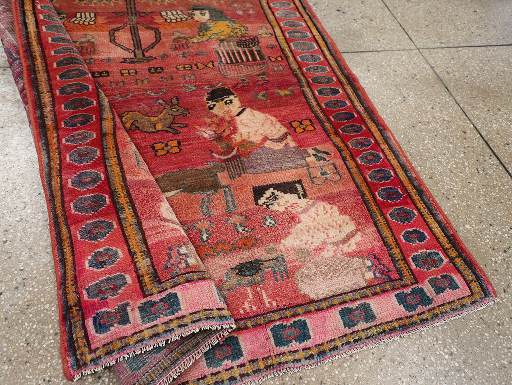 Vintage Persian Lori Pictorial Rug, No.32031 - Staging