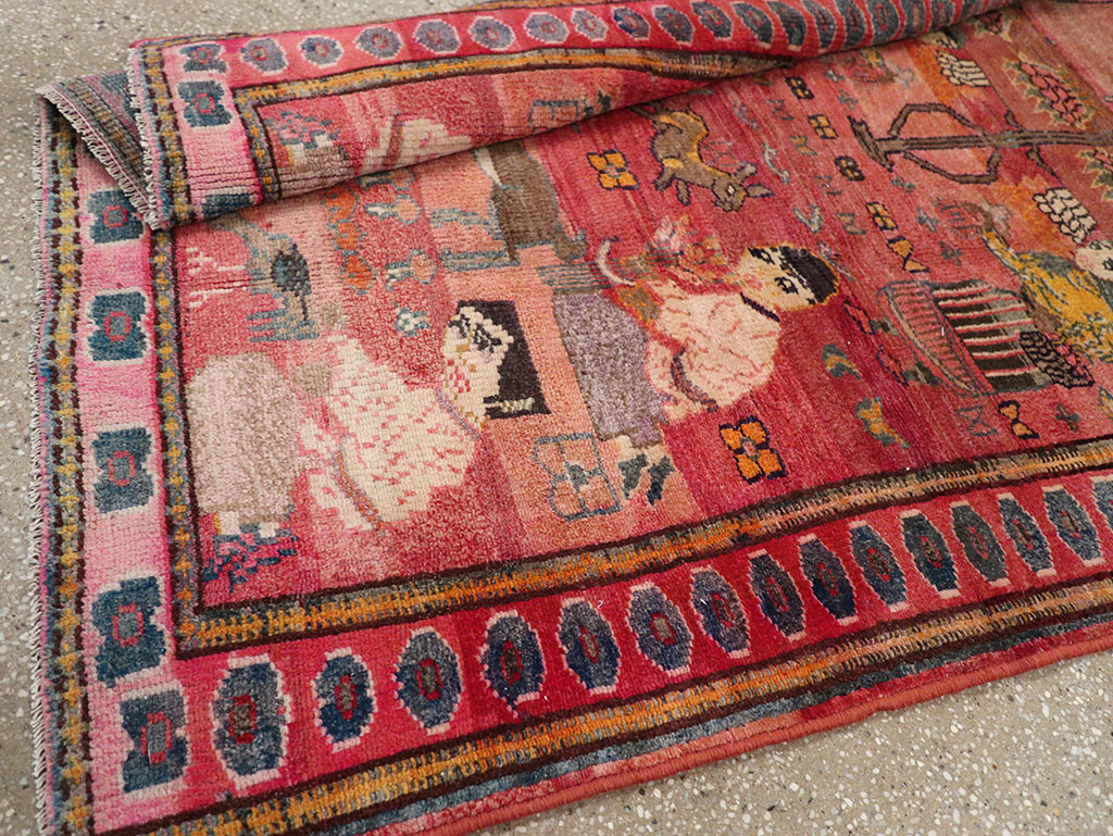 Vintage Persian Lori Pictorial Rug, No.32031 - Staging