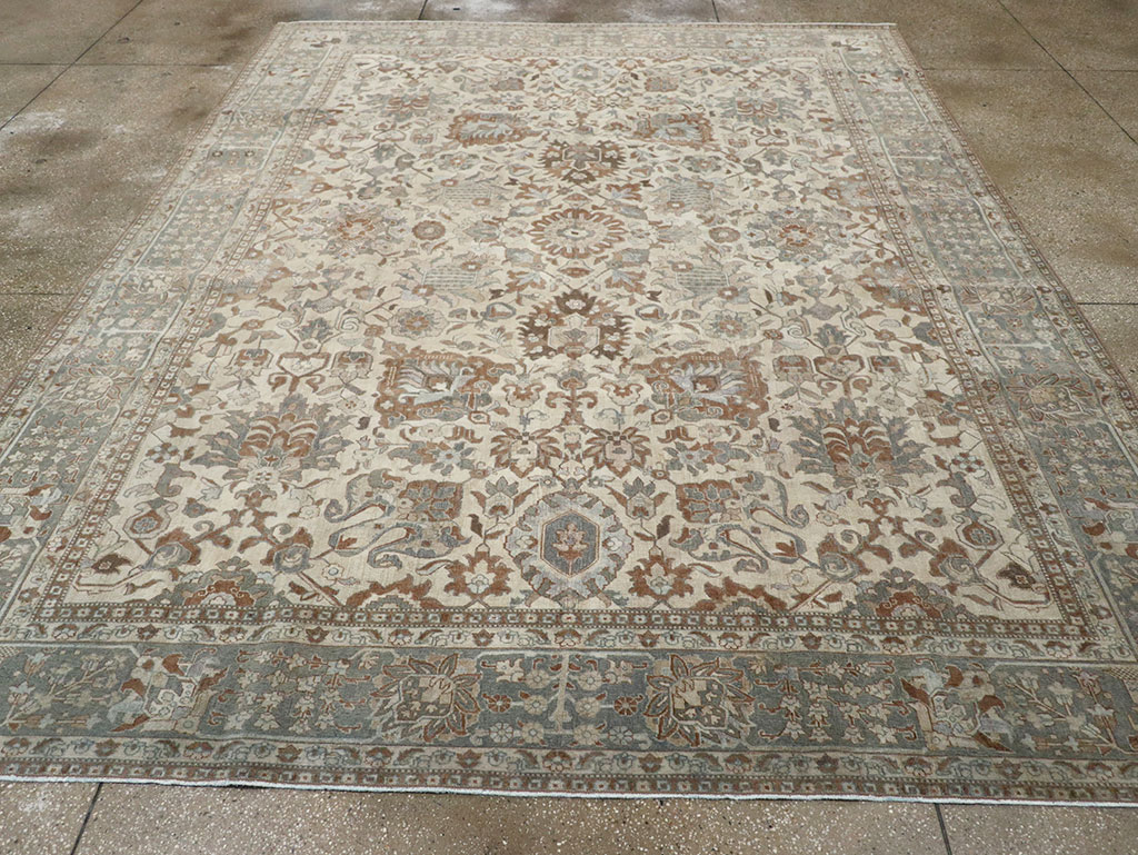 Antique Persian Tabriz Room Size Carpet, No.32032 - Staging