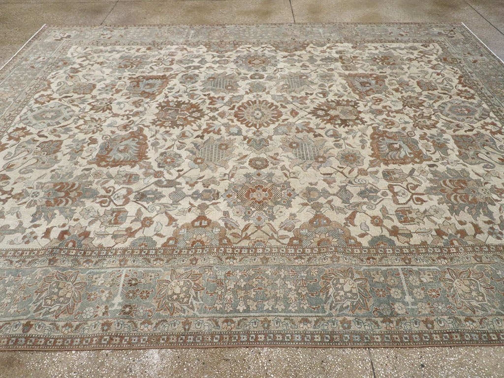 Antique Persian Tabriz Room Size Carpet, No.32032 - Staging