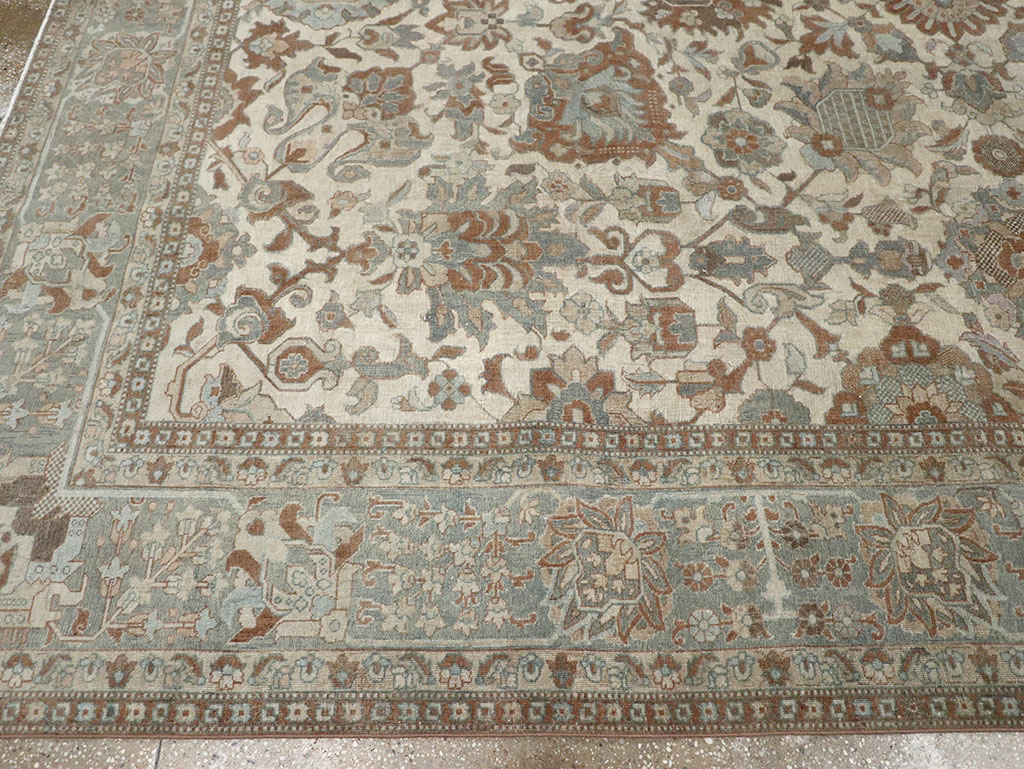 Antique Persian Tabriz Room Size Carpet, No.32032 - Staging