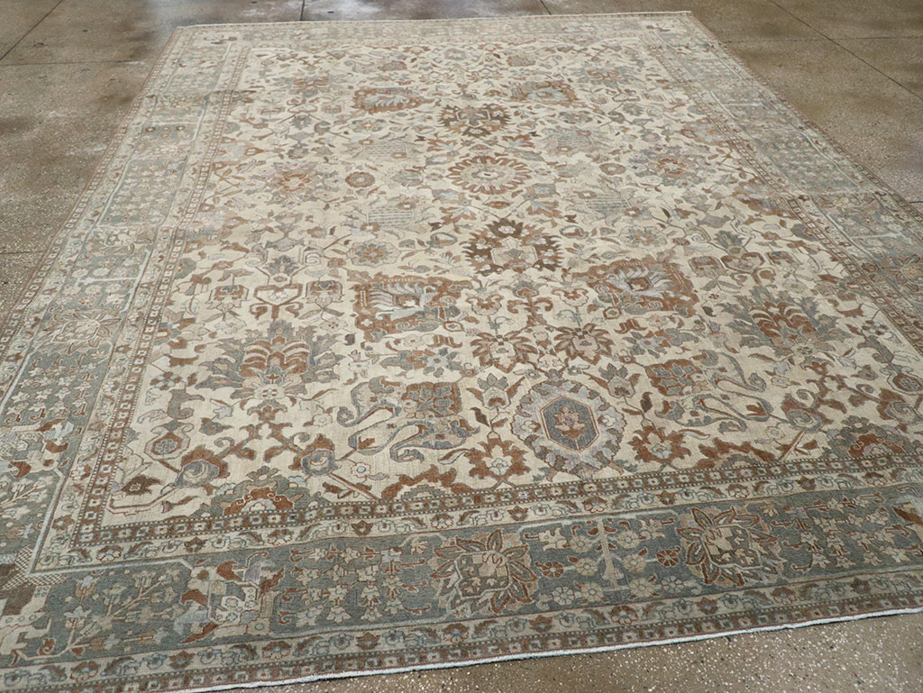 Antique Persian Tabriz Room Size Carpet, No.32032 - Staging