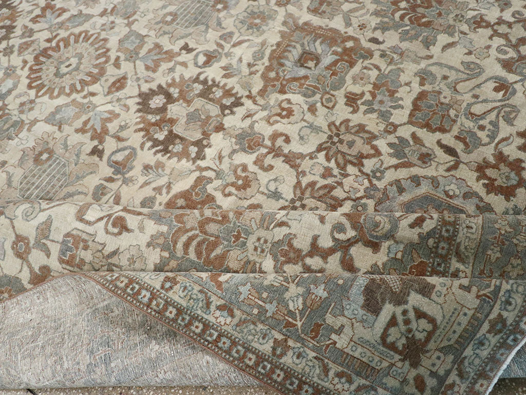 Antique Persian Tabriz Room Size Carpet, No.32032 - Staging