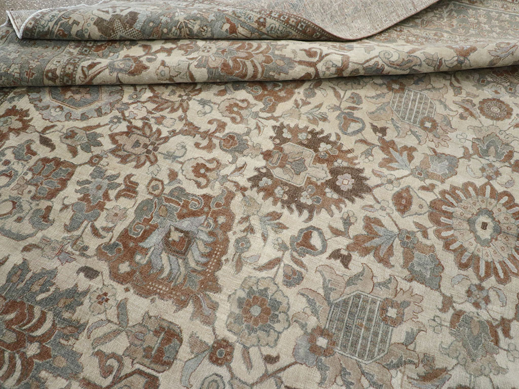Antique Persian Tabriz Room Size Carpet, No.32032 - Staging