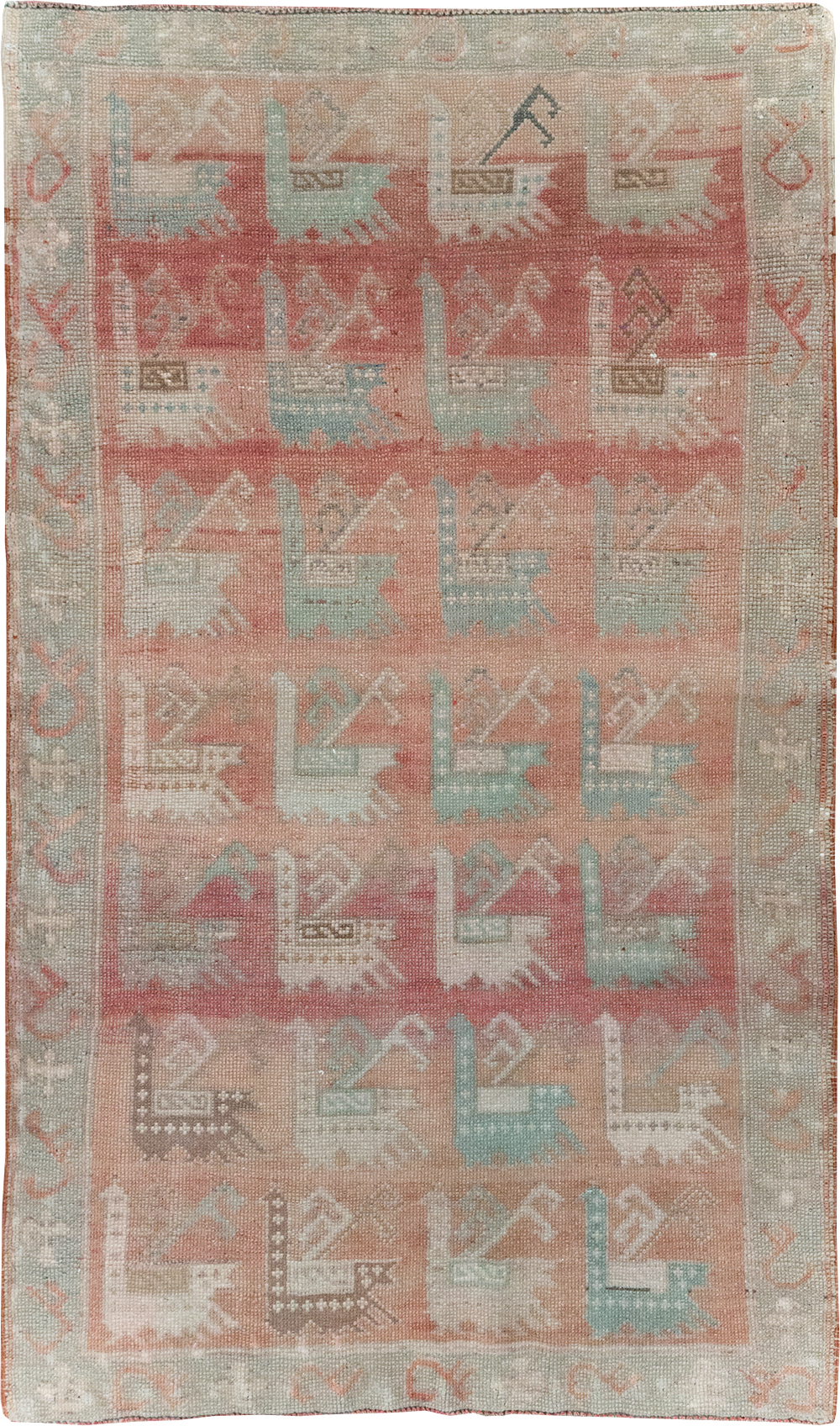 Vintage Turkish Anatolian Throw Rug, No.32073 - Staging