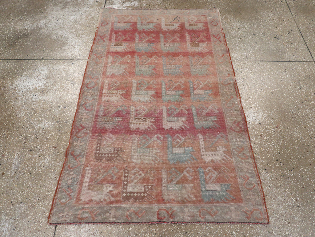 Vintage Turkish Anatolian Throw Rug, No.32073 - Staging