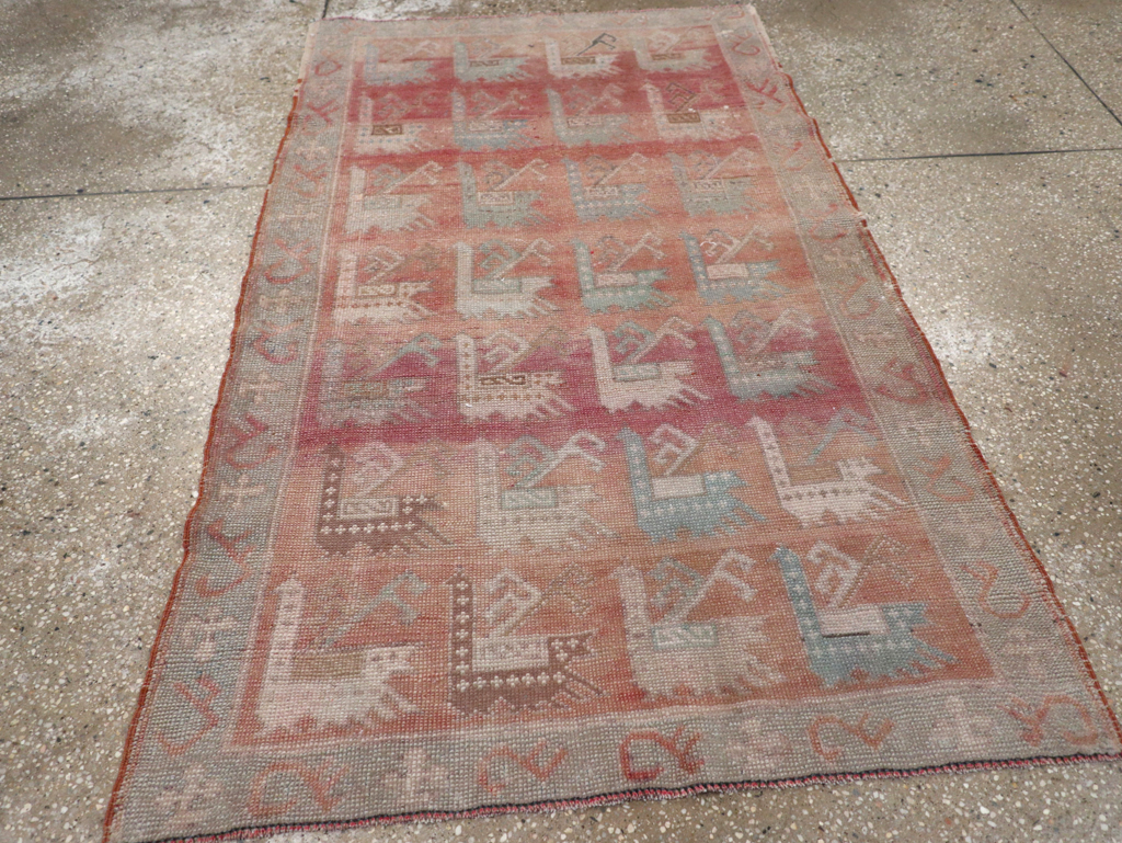 Vintage Turkish Anatolian Throw Rug, No.32073 - Staging