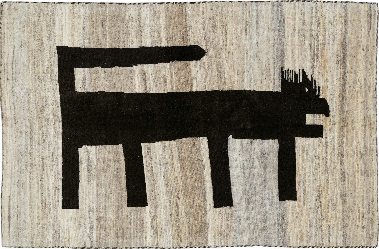 Modern Persian Gabbeh Pictorial Throw Rug (Pair: 1 of 2), No.32086 - Staging