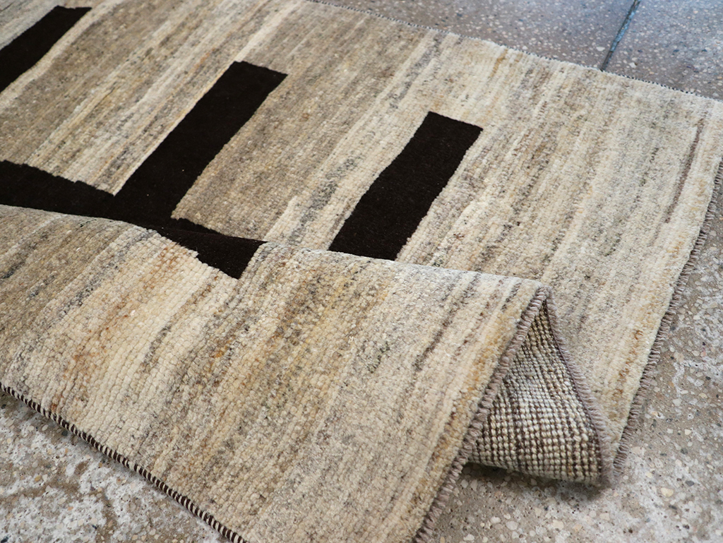 Modern Persian Gabbeh Pictorial Throw Rug (Pair: 1 of 2), No.32086 - Staging