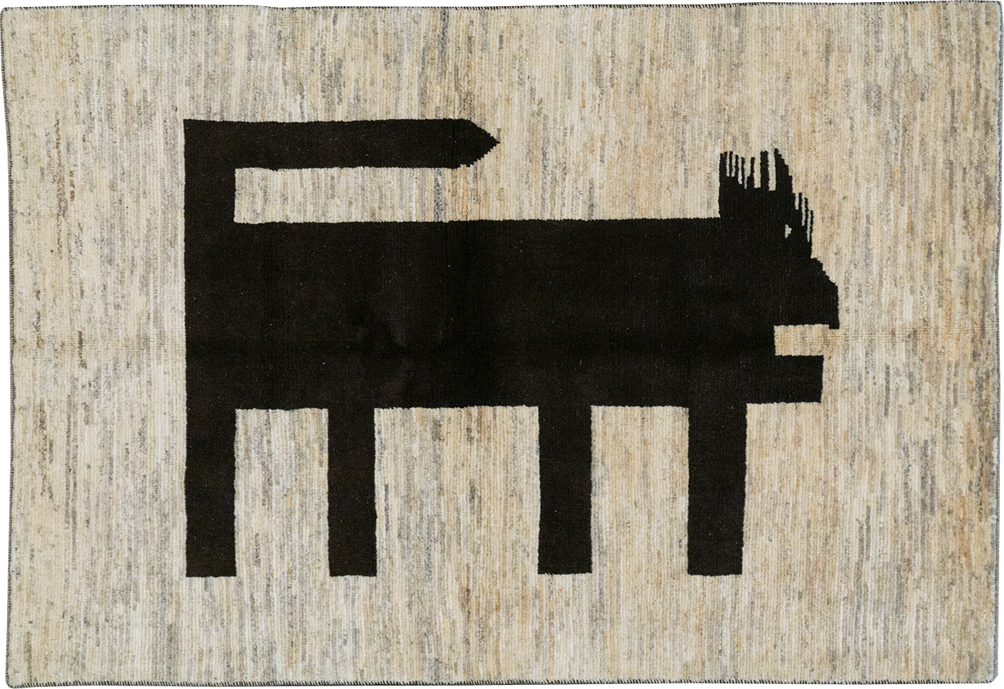 Modern Persian Gabbeh Pictorial Throw Rug (Pair: 2 of 2), No.32087 - Staging