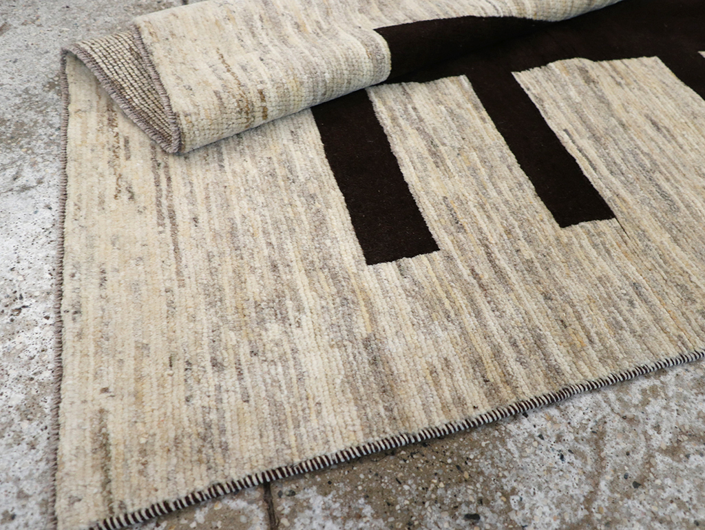 Modern Persian Gabbeh Pictorial Throw Rug (Pair: 2 of 2), No.32087 - Staging
