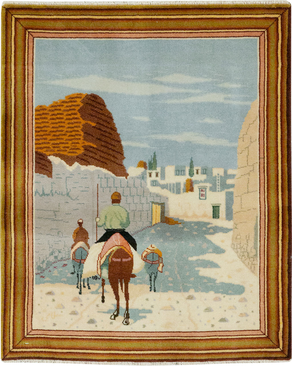 Vintage Persian Tabriz Pictorial Rug (Pair: 2 of 2), No.32100 - Staging