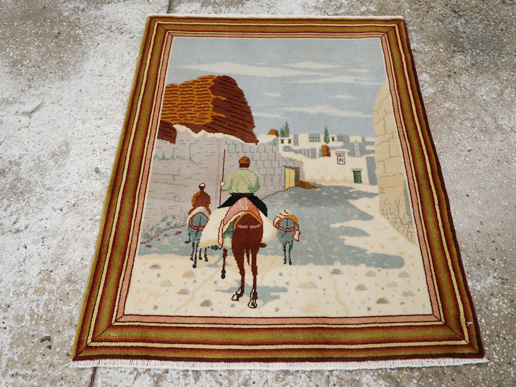 Vintage Persian Tabriz Pictorial Rug (Pair: 2 of 2), No.32100 - Staging