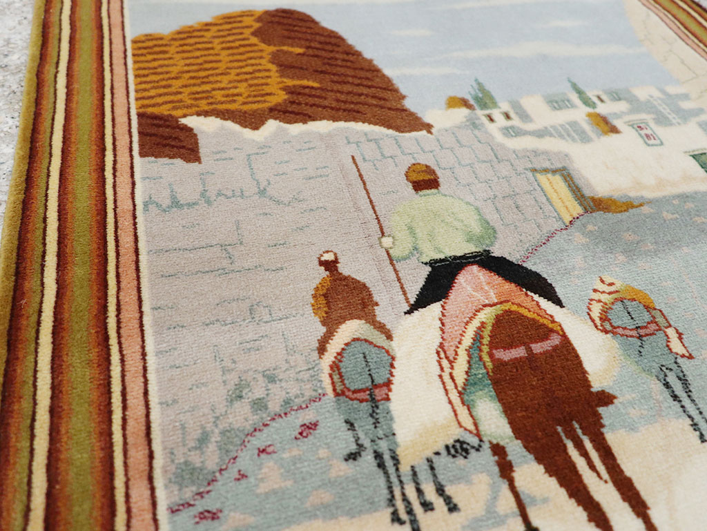 Vintage Persian Tabriz Pictorial Rug (Pair: 2 of 2), No.32100 - Staging