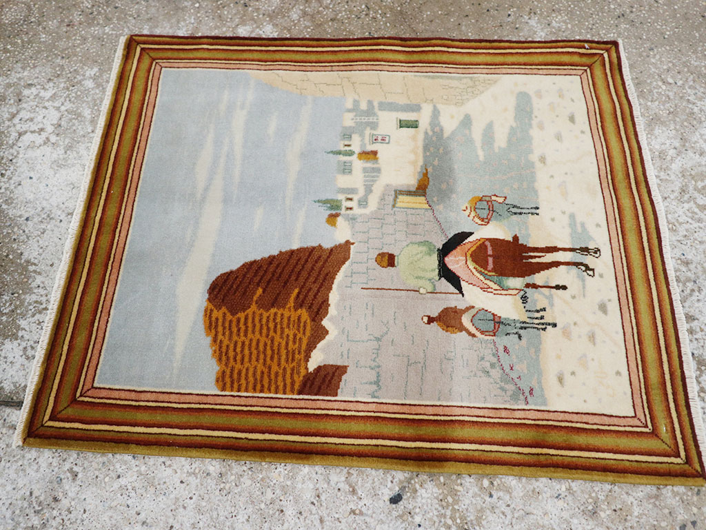 Vintage Persian Tabriz Pictorial Rug (Pair: 2 of 2), No.32100 - Staging