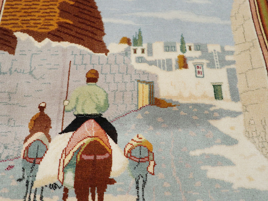 Vintage Persian Tabriz Pictorial Rug (Pair: 2 of 2), No.32100 - Staging