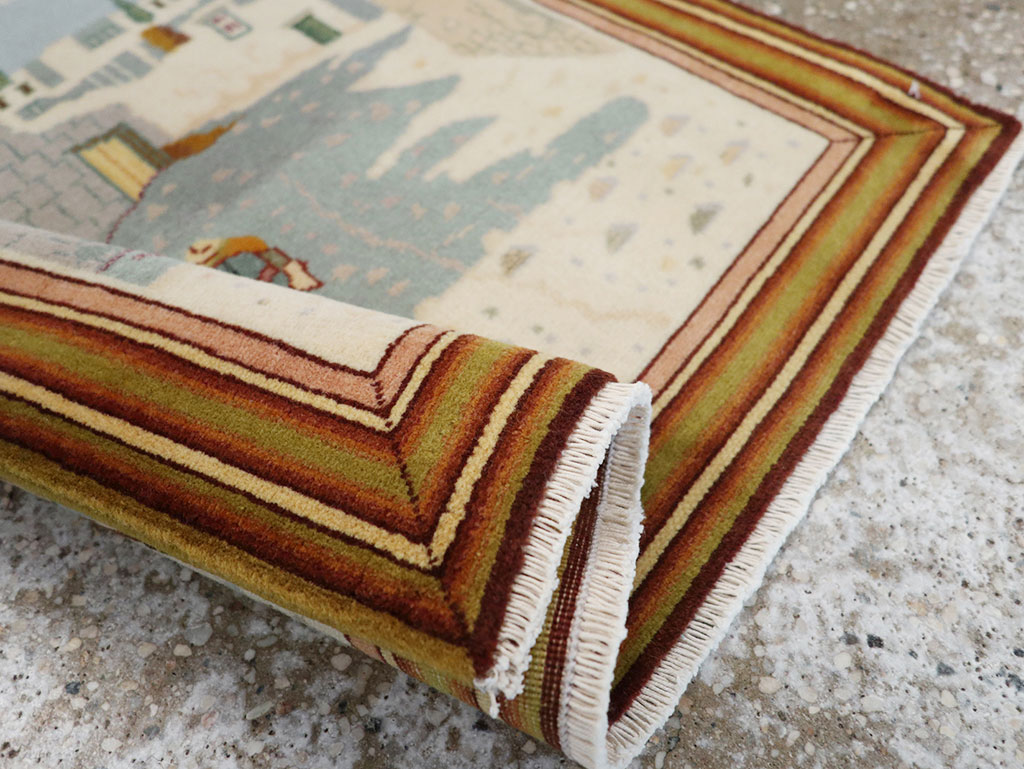 Vintage Persian Tabriz Pictorial Rug (Pair: 2 of 2), No.32100 - Staging