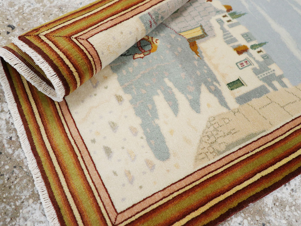 Vintage Persian Tabriz Pictorial Rug (Pair: 2 of 2), No.32100 - Staging