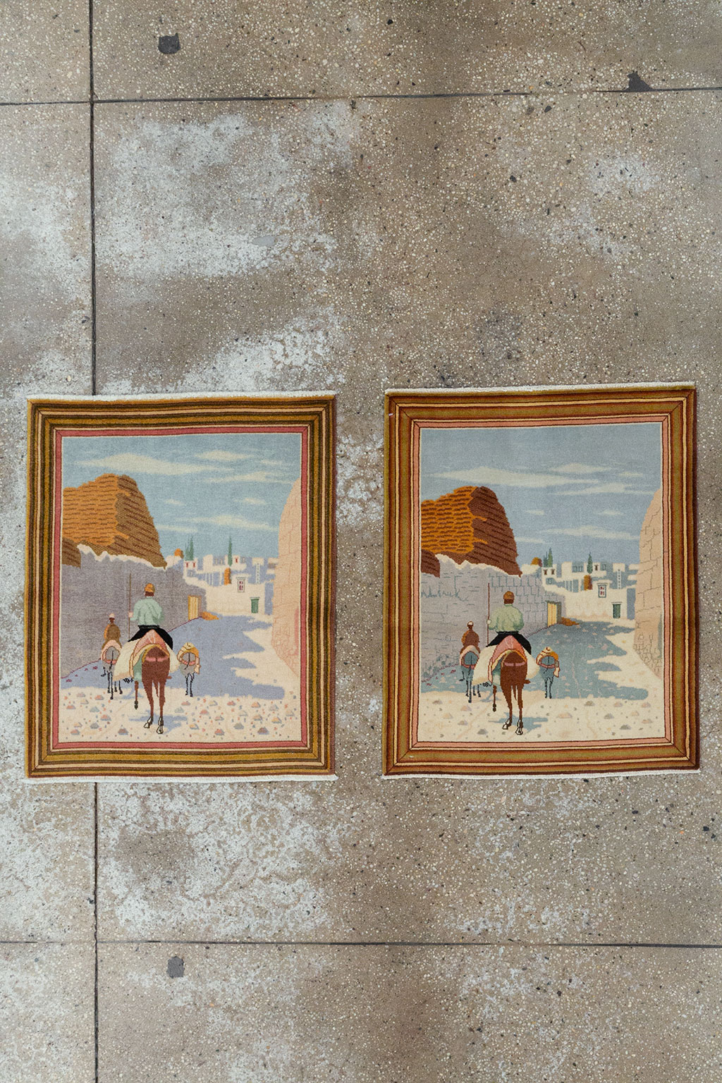 Vintage Persian Tabriz Pictorial Rug (Pair: 2 of 2), No.32100 - Staging