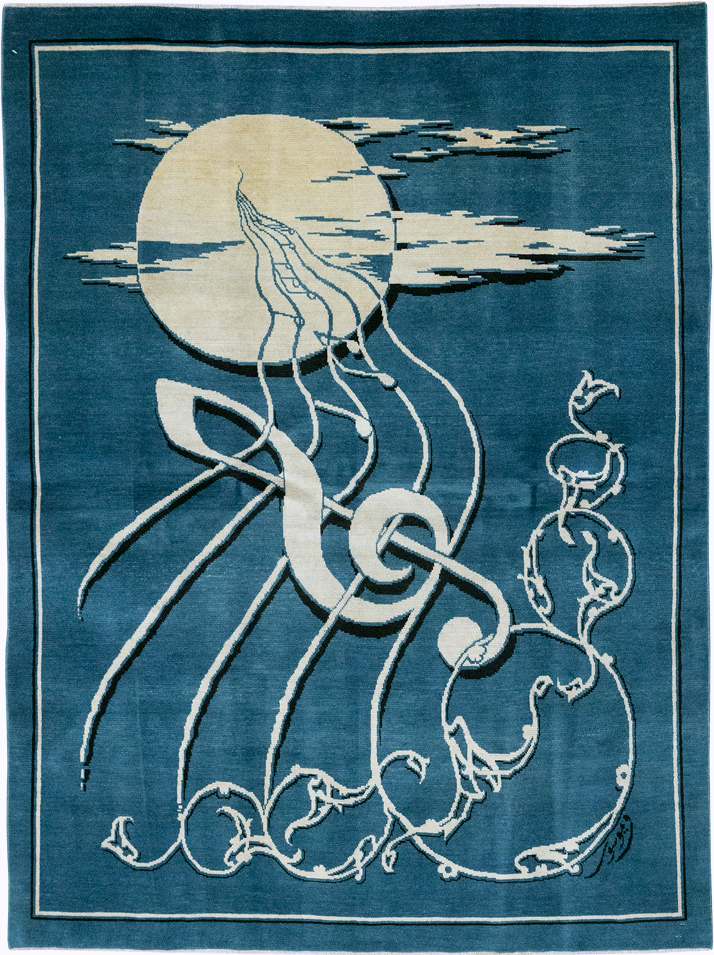 Vintage Persian Mashad Pictorial Rug, No.32101 - Staging