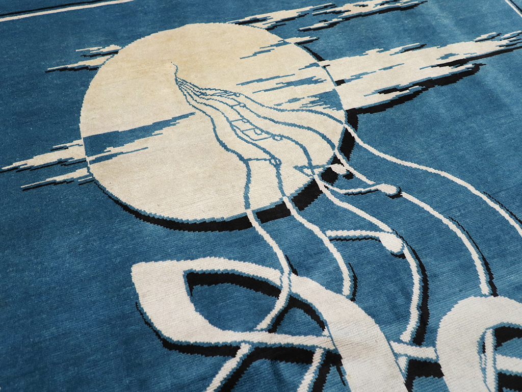 Vintage Persian Mashad Pictorial Rug, No.32101 - Staging