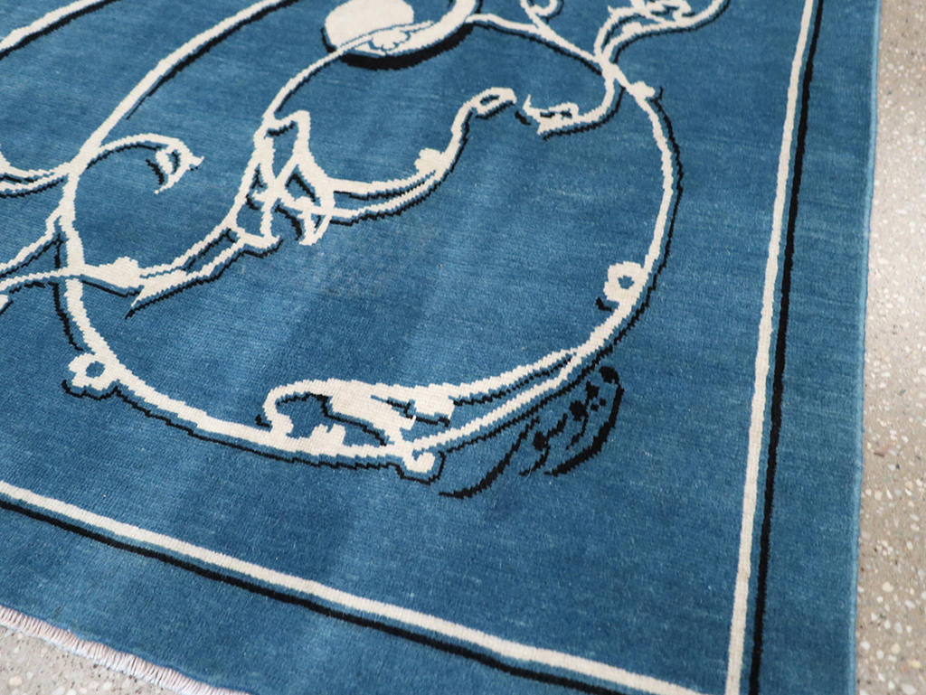 Vintage Persian Mashad Pictorial Rug, No.32101 - Staging