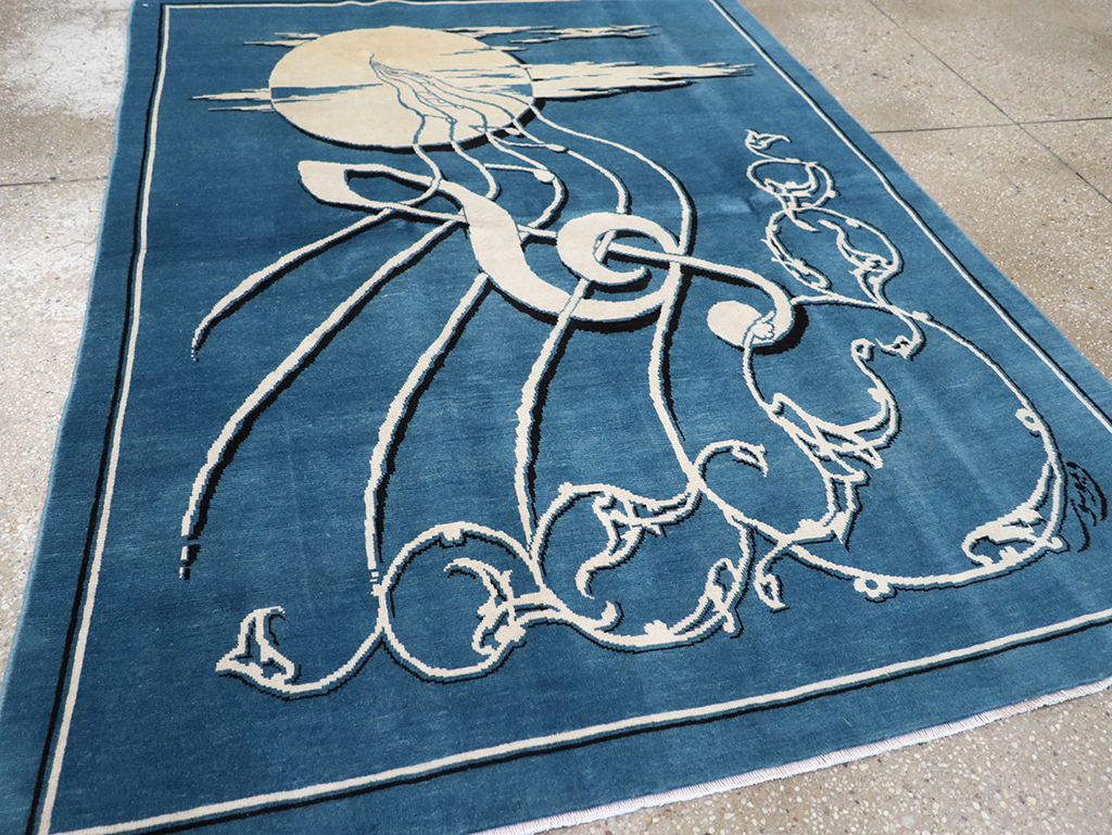 Vintage Persian Mashad Pictorial Rug, No.32101 - Staging