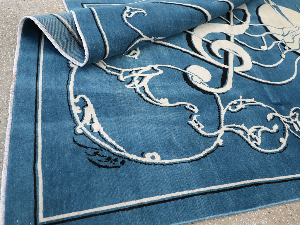 Vintage Persian Mashad Pictorial Rug, No.32101 - Staging