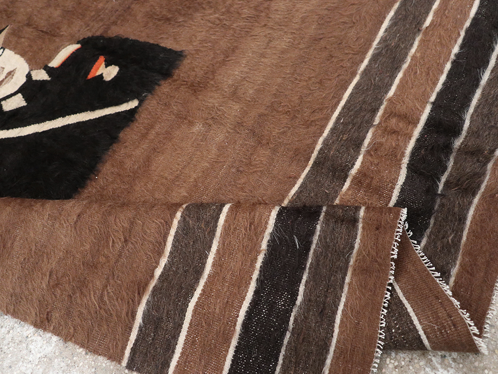 Vintage Turkish Mohair Pictorial Accent Rug, No.32105 - Staging