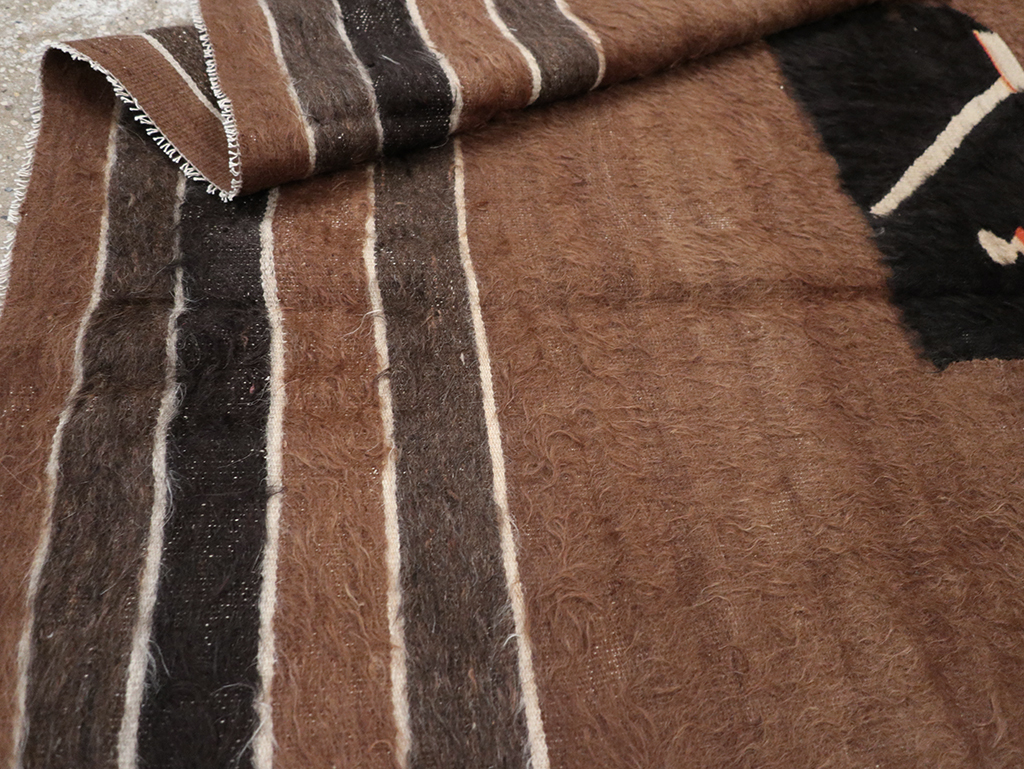 Vintage Turkish Mohair Pictorial Accent Rug, No.32105 - Staging